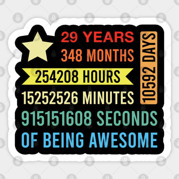 29 Years 348 Months of Being Awesome Funny 29 Year Old 29th Birthday